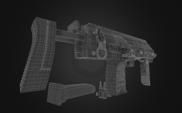 Computrons MP7 Sub-D Wireframe 3D Model