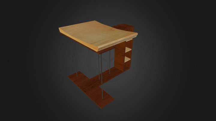 wooden stool 3D Model