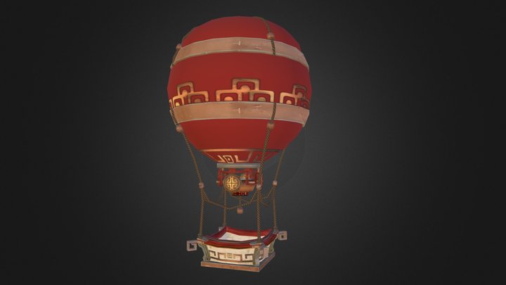 Pandaren style hot air balloon 3D Model