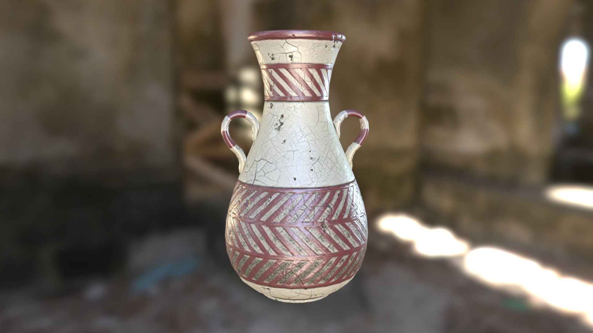 3D model Ancient Vase - This is a 3D model of the Ancient Vase. The 3D model is about a white and pink vase.