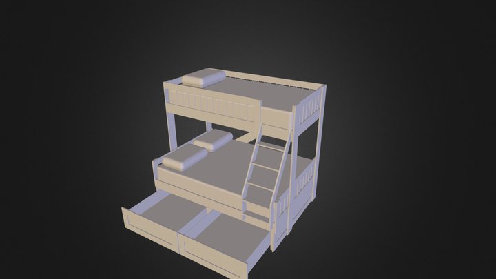 twin over full bunk w/drawers 3D Model
