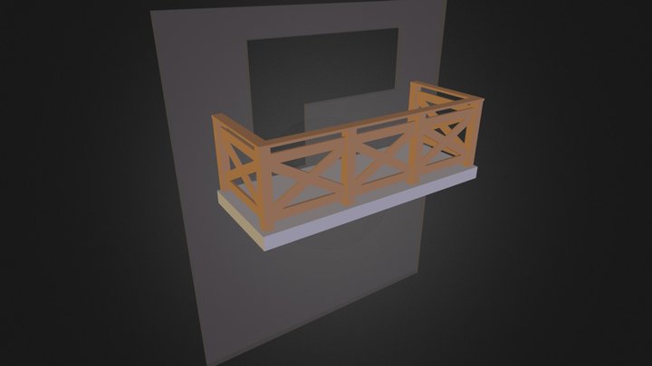 Balustrada drewniana balkonowa 3D Model