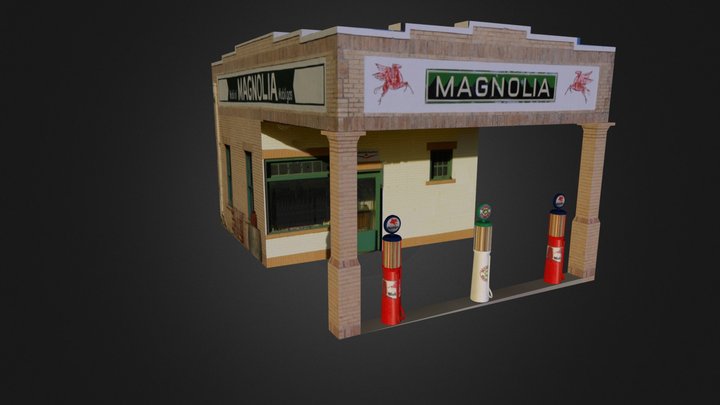 Magnolia Mobil Gas Station - Shamrock, Texas.zip 3D Model