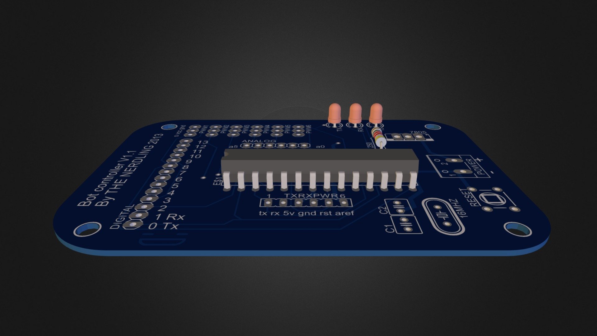atmega powered bot controller - 3D model by the nerdling (@thenerdling ...