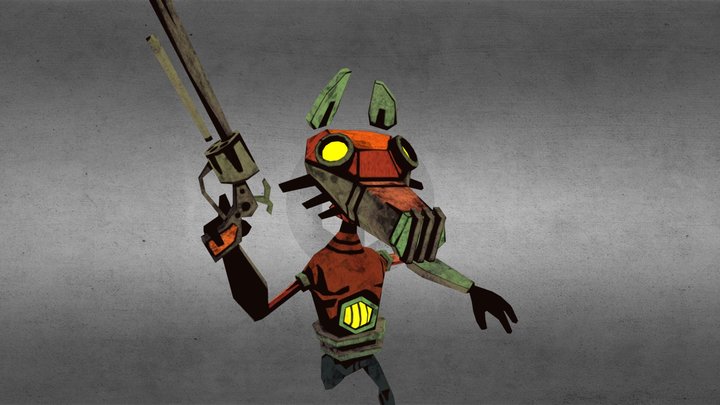 Rat Enemy with Revolver 3D Model