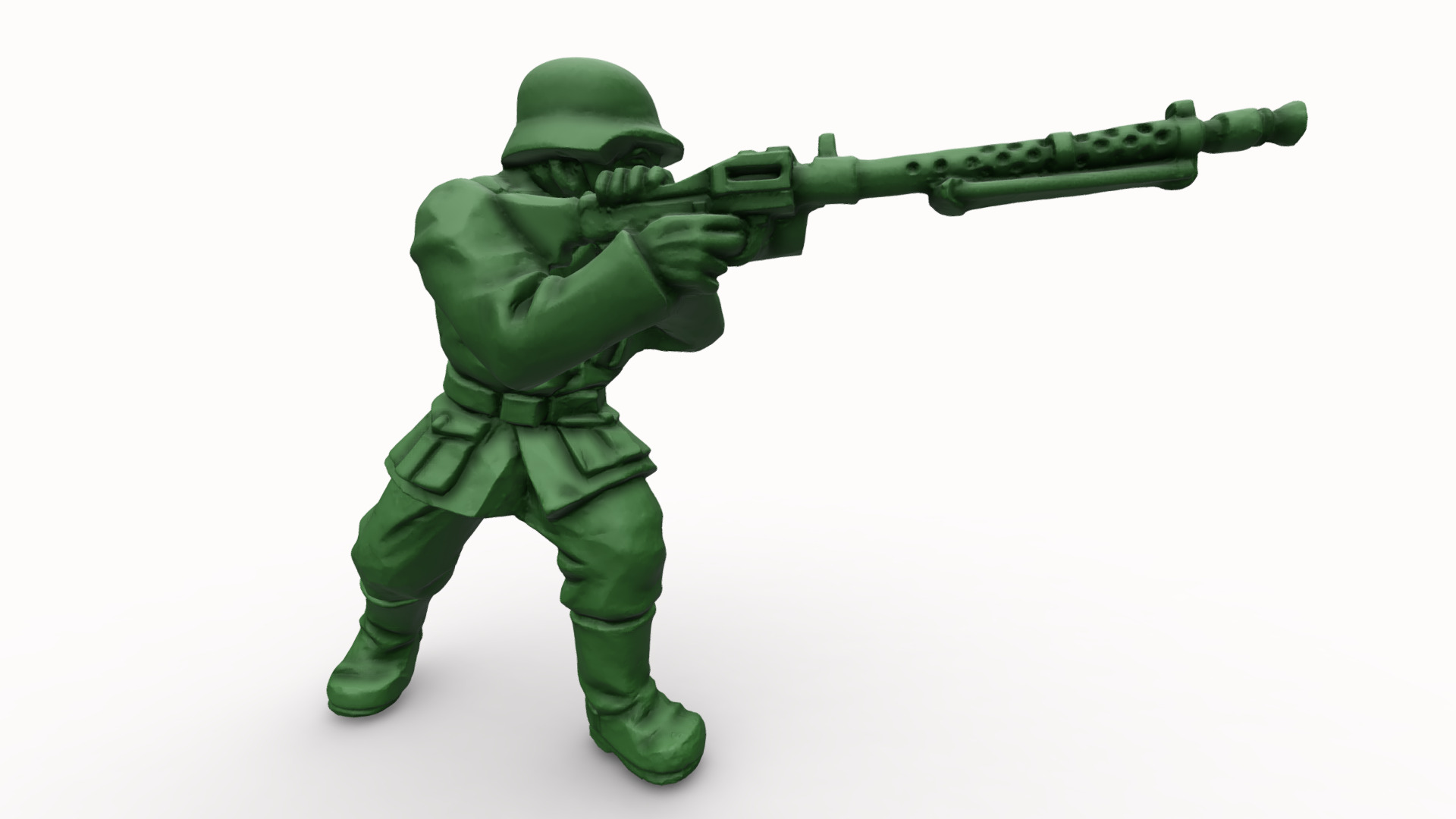 3D model Toy Soldier - This is a 3D model of the Toy Soldier. The 3D model is about a person in a garment holding a gun.