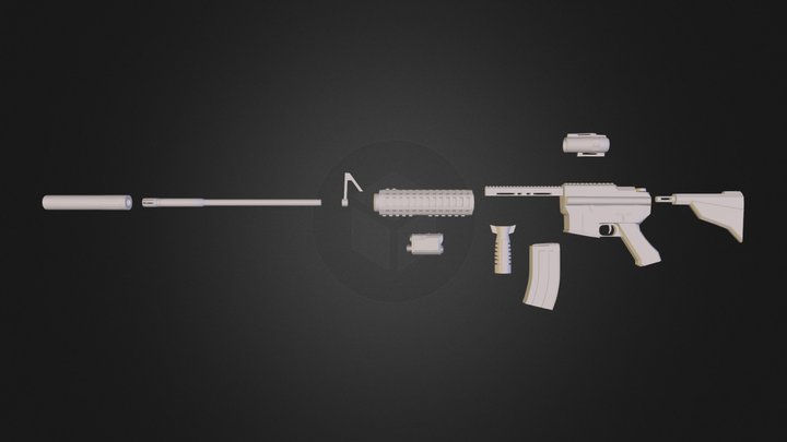 M4 sopmod - ST v2 exploded.obj 3D Model