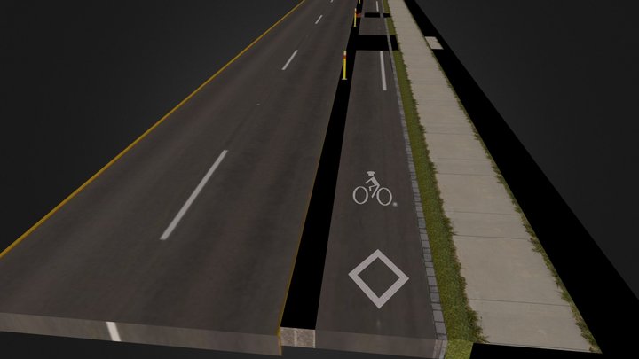 Straight-Raised-Cycle-Track 3D Model