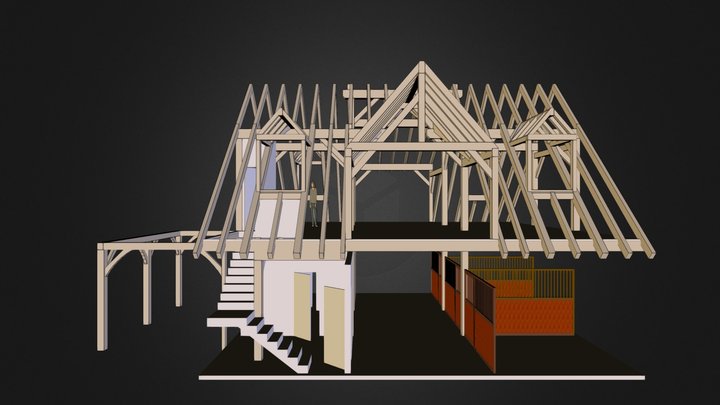 Timber Frame Barn 3D Model