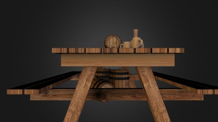 Wooden Table 3D Model