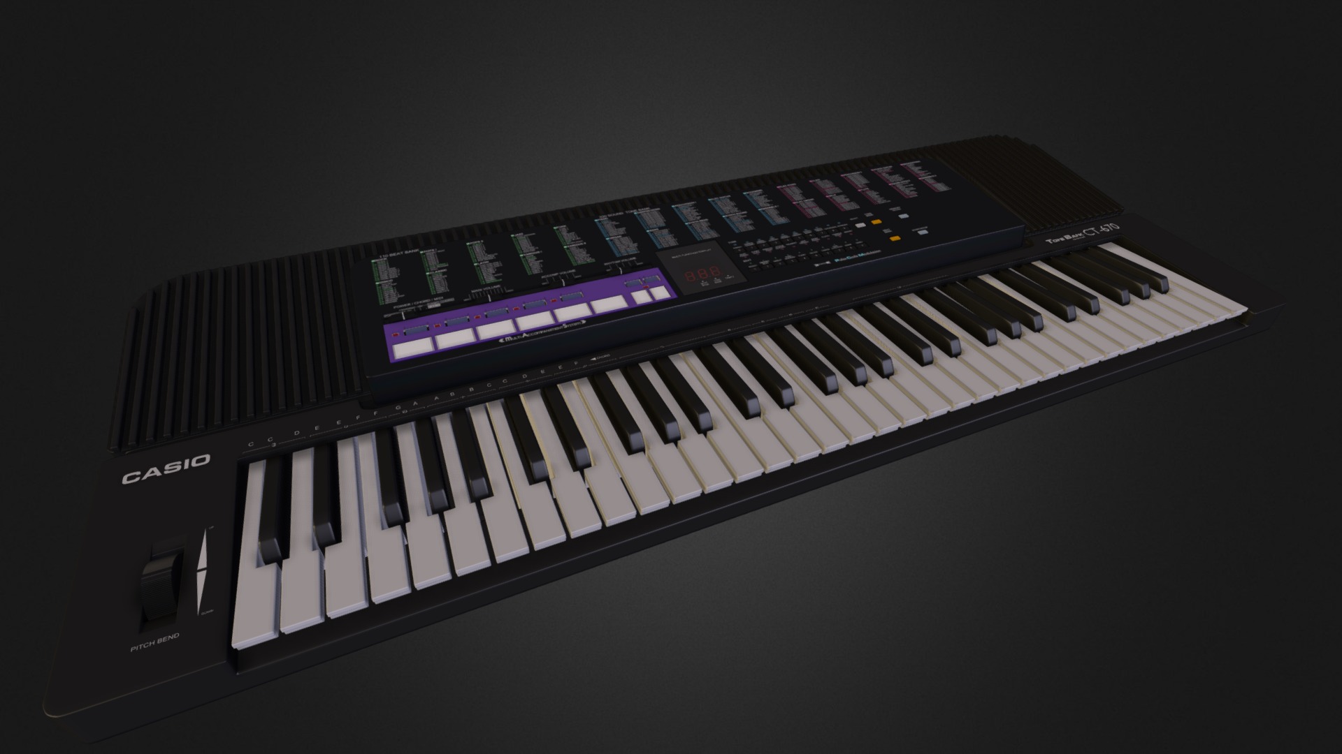 3D model Casio CT-670 keyboard - This is a 3D model of the Casio CT-670 keyboard. The 3D model is about a black and white keyboard.