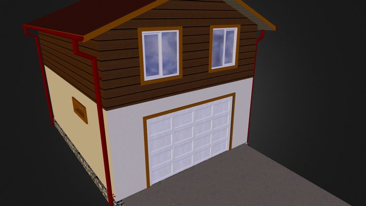 Двухэтажный гараж 6*8 с жилой частью. 3D Model