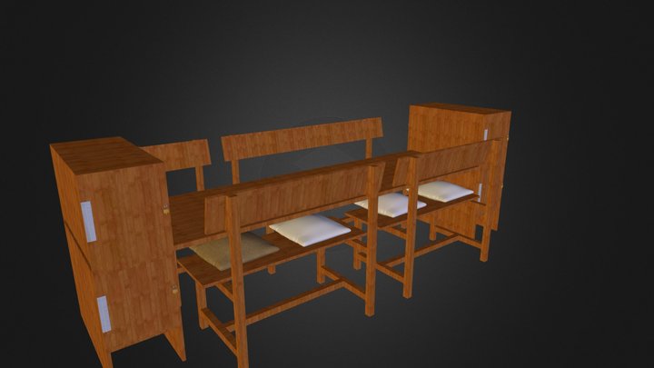 Uitbreidbaar bureau inclusief bankjes 3D Model