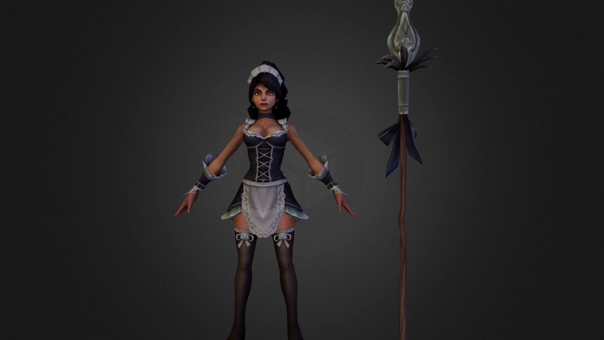 French Maid Nidalee 3d Model By Combatcube [zkeikxj] Sketchfab